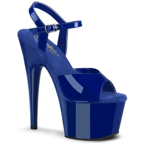 Adore-709 Royal Blue Patent, 7" Heels