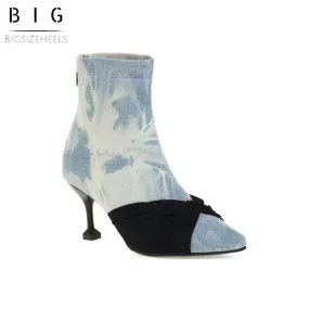 Bigsizeheels Stylish Slip-On Stiletto Heel Pointed Toe Banquet Thin Shoes - Light blue