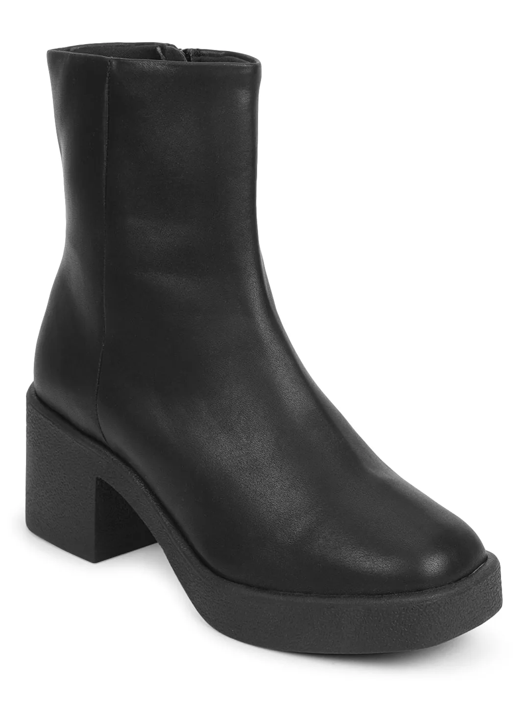 Black PU Block Ankle Boots (TC-ST-1261-BLK)