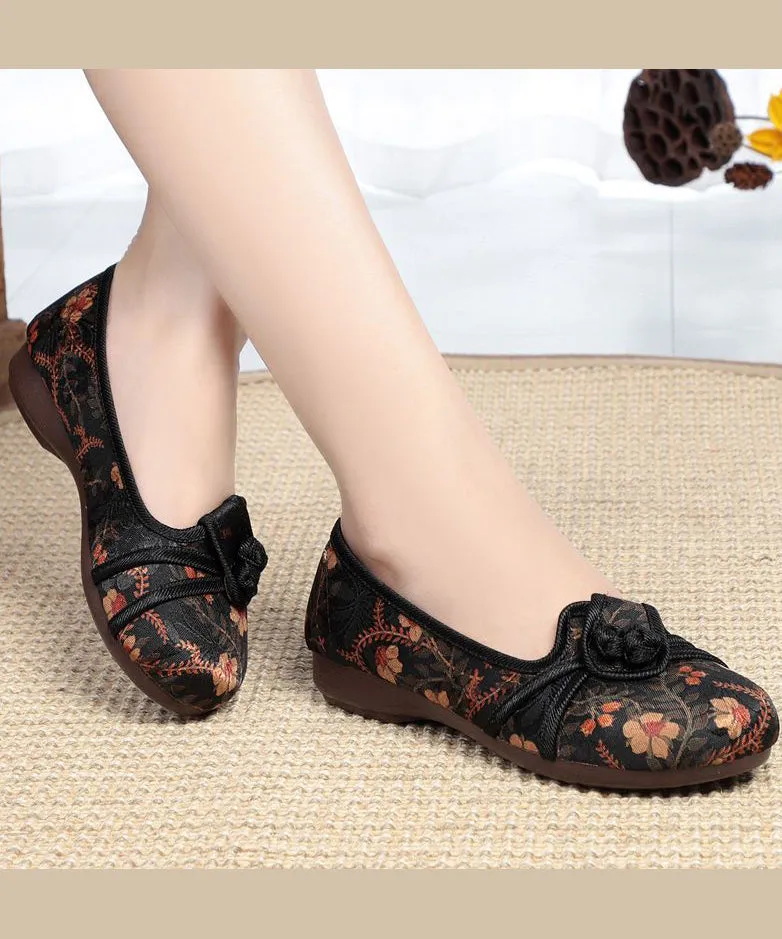 Comfortable Red Splicing Cotton Embroidery Flat Feet Shoes ML1705