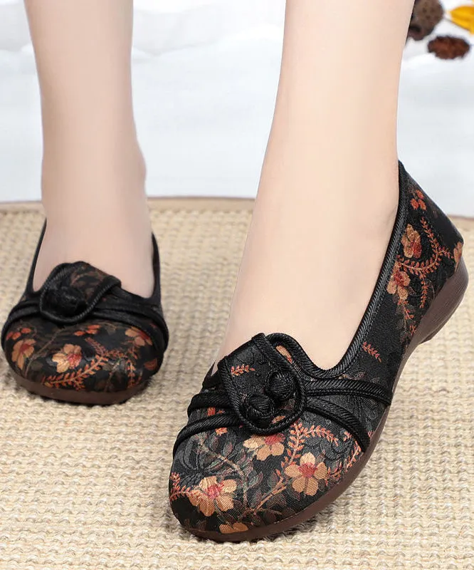 Comfortable Red Splicing Cotton Embroidery Flat Feet Shoes ML1705