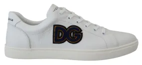 Dolce & Gabbana White Leather DG Logo Casual Sneakers Shoes