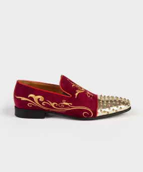 Embroidered Red Loafers