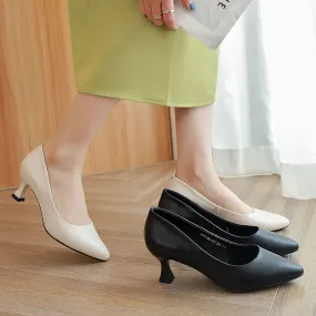 Lovely Leather Breathable Pointed Toe Low Heel Shoes