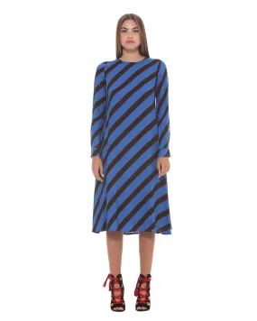 Midi dress with mixed pattern