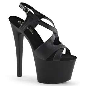 Sky-330 Black Faux Leather/Black Matte, 7" Heel