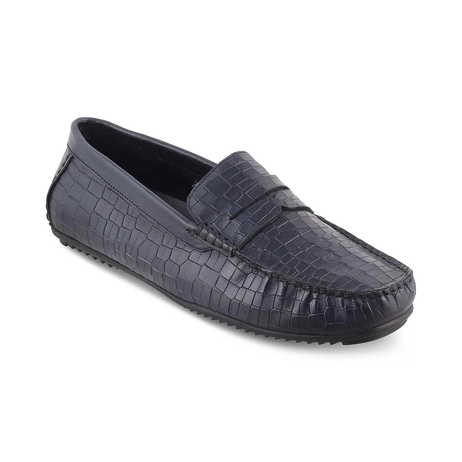 The Avyo Blue Men's Leather Loafers Tresmode