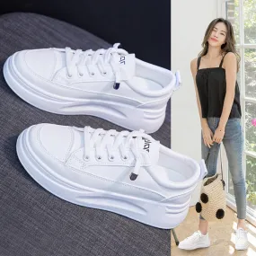 Women's White Spring Breathable Korean Style Heightened Canvas Shoes