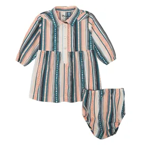 Wrangler Baby / Girl's Western Snap Dress - Pink / Green Stripes