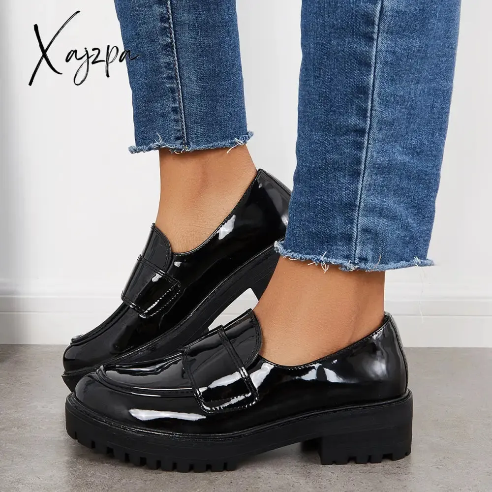 Xajzpa - Women Fashion Loafers Classic Platform Penny Loafers Slip On Working Shoes