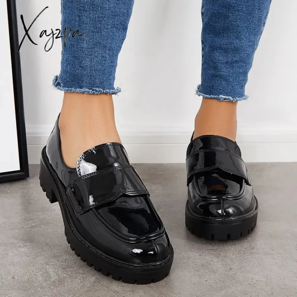 Xajzpa - Women Fashion Loafers Classic Platform Penny Loafers Slip On Working Shoes