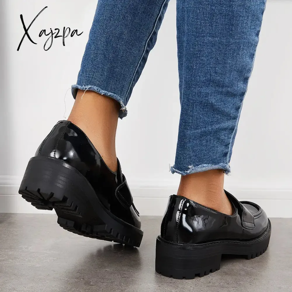 Xajzpa - Women Fashion Loafers Classic Platform Penny Loafers Slip On Working Shoes