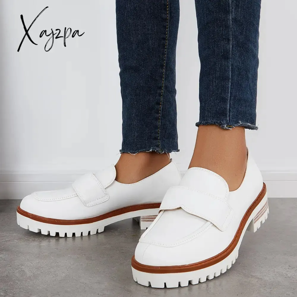 Xajzpa - Women Fashion Loafers Classic Platform Penny Loafers Slip On Working Shoes